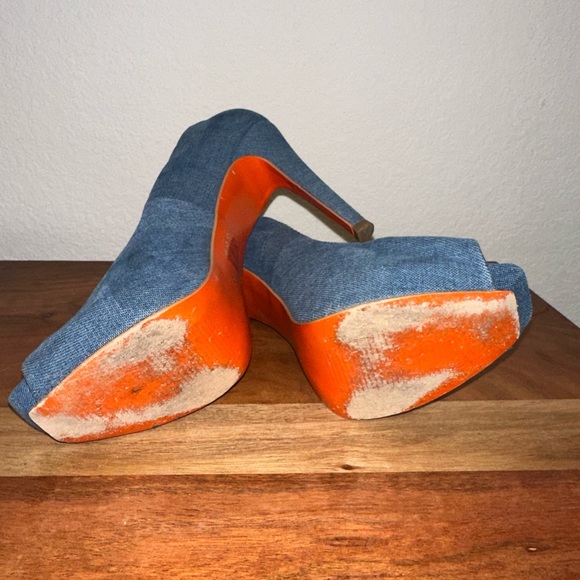 Lucho Denim Peeptoe Heels - Picture 4 of 4